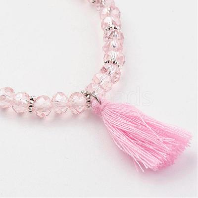 Glass Beads Stretch Charm Bracelets BJEW-JB03089-1