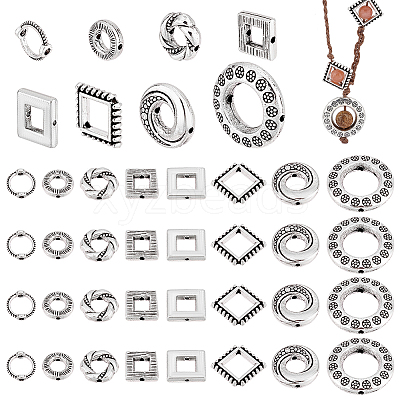 112Pcs 8 Styles Tibetan Style Alloy Beads Frame Sets TIBEB-PH0005-18-1