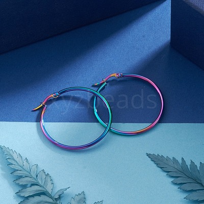 304 Stainless Steel Big Hoop Earrings EJEW-F105-07M-1