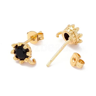 Rack Plating Brass Cubic Zirconia Stud Earrings Findings MAK-I684-11G-03-RS-1