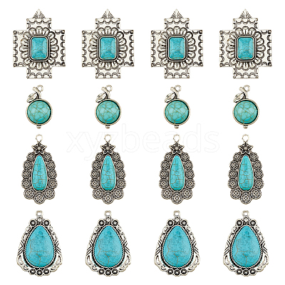16Pcs 4 Styles Alloy Pendants PALLOY-HY0002-02-1