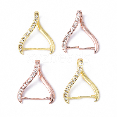 4Pcs 2 Colors Rack Plating Brass Micro Pave Cubic Zirconia Ice Pick Pinch Bails KK-YW0003-44B-1