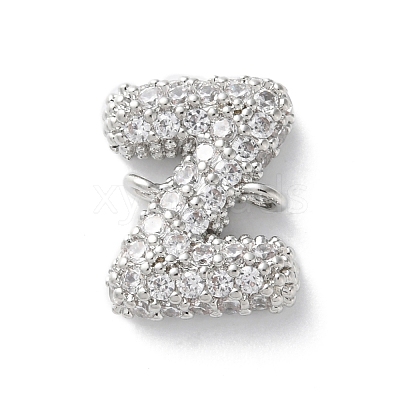 Brass Micro Pave Cubic Zirconia Letter Links KK-I717-04Z-P-1