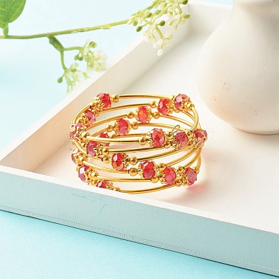 Bling Glass Beaded Wrap Bracelet BJEW-JB07746-1