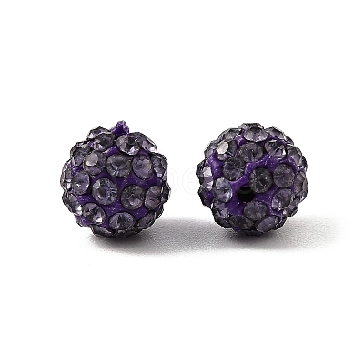 Half Drilled Polymer Clay Rhinestone Round Beads X-RB-H258-HD8mm-539-1