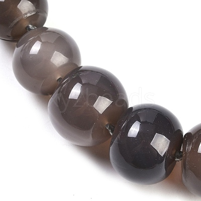 Natural Grey Agate Rondelle Graduated Beaded Necklaces for Women Men NJEW-K388-02C-1