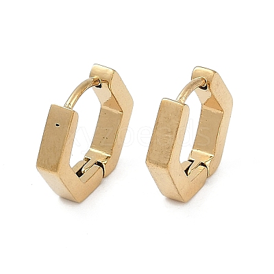 Ion Plating(IP) 304 Stainless Steel Hollow Hexagon Hoop Earrings LS-EJEW-Z068-24G-1
