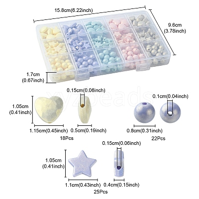 Spray Painted Frosted Opaque Acrylic Beads Sets ACRP-YW0001-10-1