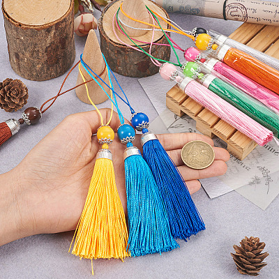28Pcs 14 Colors Polyester Tassel Big Pendants Decorations HJEW-TA0001-07-1