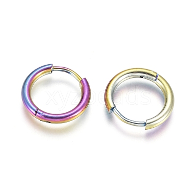 Ion Plating(IP) 304 Stainless Steel Huggie Hoop Earrings EJEW-F111A-14mm-Y-1
