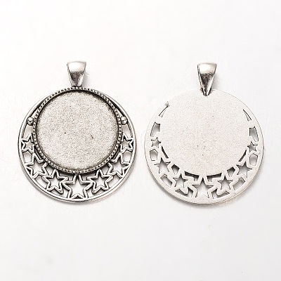 Tibetan Style Alloy Pendant Cabochon Settings X-PALLOY-J494-30AS-1