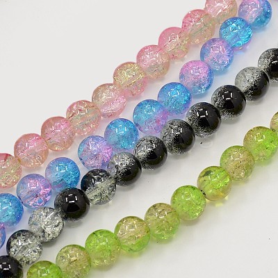 Two Tone Crackle Glass Beads Strands CCG-Q002-10mm-M-1