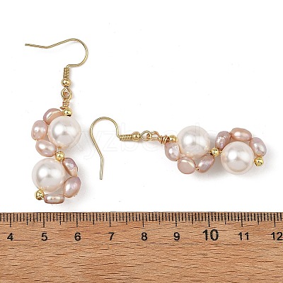 Shell Pearl 304 Stainless Steel Dangle Earrings EJEW-JE07370-02-1