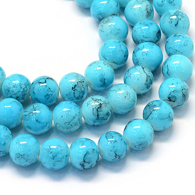 Baking Paint Glass Round Bead Strands X-DGLA-Q019-8mm-76-1