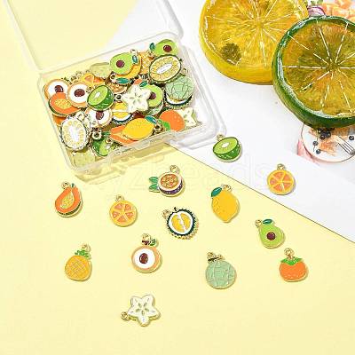 60Pcs 15 Styles Fruit Alloy Enamel Charms ENAM-FS0003-54-1
