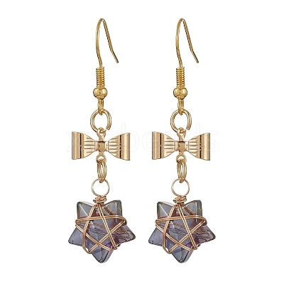 Glass Star Dangle Earrings EJEW-JE05548-01-1