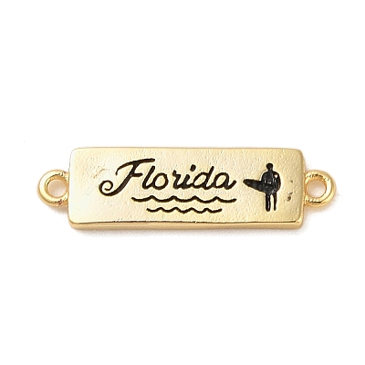 Beach Theme Rack Plating Brass Rectangle Connector Charms KK-P261-08D-G01-1