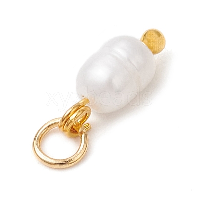 Natural Cultured Freshwater Pearl Potato Charms with Brass Jump Rings PALLOY-JF04176-01-1