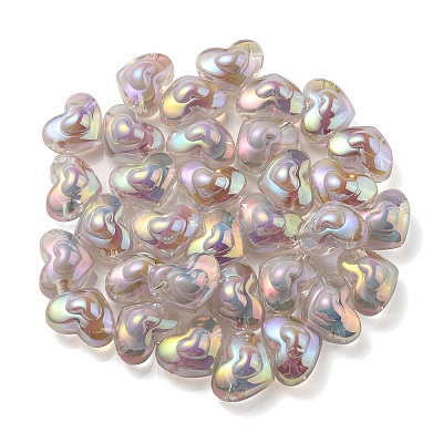 UV Plating Rainbow Iridescent Transparent Acrylic Beads OACR-C007-04D-1