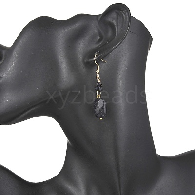 Synthetic Goldstone Rectangle Dangle Earrings EJEW-JE06601-03-1