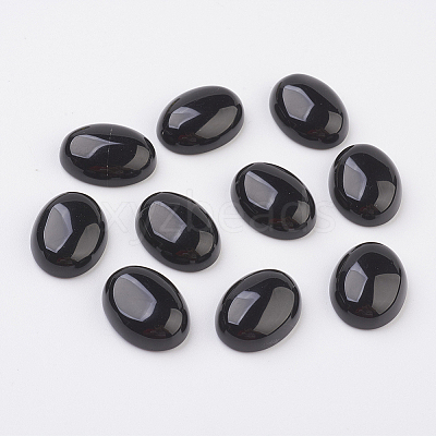 Natural Obsidian Flat Back Cabochons X-G-G741-18x25mm-20-1