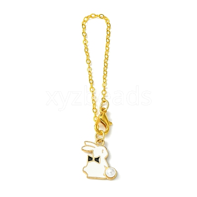 Alloy Enamel Rabbit Cup Pendant Decorations HJEW-JM01753-03-1