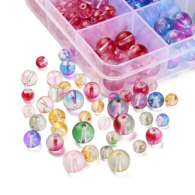 565Pcs 15 Style Transparent Spray Painted Glass Beads Strands GLAA-YW0001-47-1