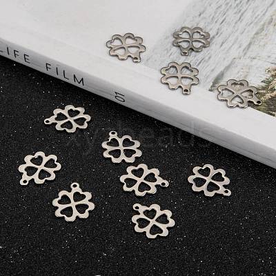 Tarnish Resistant 304 Stainless Steel Clover Charms Pendants X-STAS-M004-01-1