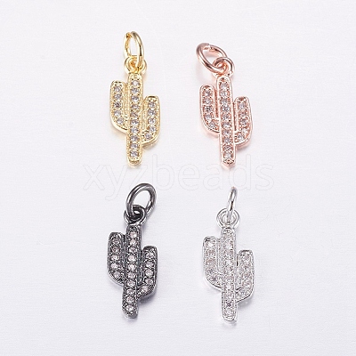 Brass Micro Pave Cubic Zirconia Charms ZIRC-E135-34G-1