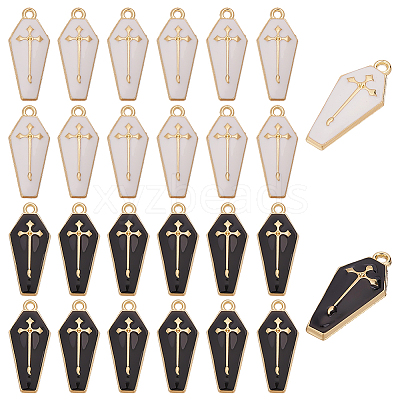 40Pcs 2 Colors Alloy Enamel Pendants ENAM-ME0001-06-1