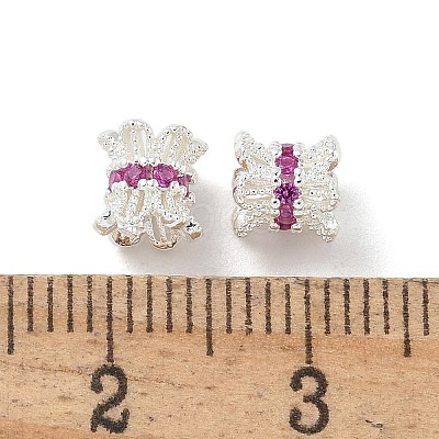 6-Petal Brass Micro Pave Cubic Zirconia Double Sided Bead Caps ZIRC-F141-01S-02-1