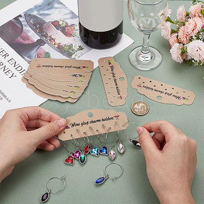60Pcs Paper Wine Charm Display Cards CDIS-BC0001-06B-1