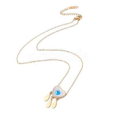 Ion Plating(IP) 304 Stainless Steel Heart with Teardrop Pendant Necklace NJEW-P262-06G-1