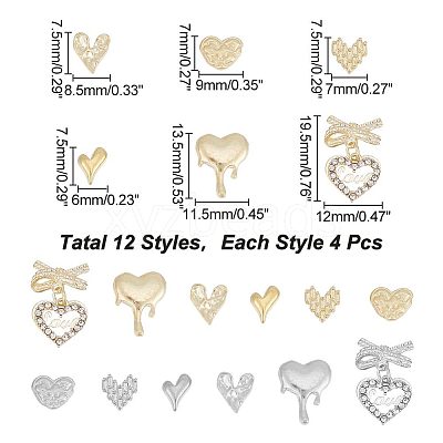 48Pcs 12 Style Alloy Cabochons MRMJ-AR0001-21-1