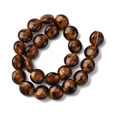 Handmade Gold Sand Lampwork Beads Strands LAMP-Q045-05A-1