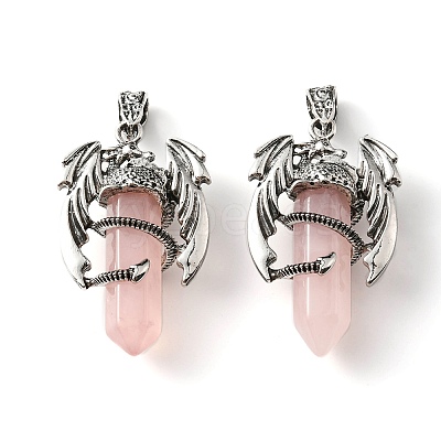 Natural Rose Quartz Pointed Pendants G-B042-04P-50-1