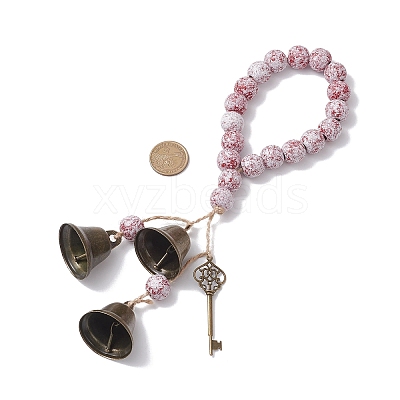 3Pcs Brass Bell Key Pendant Decorations HJEW-JM04230-1