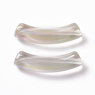 UV Plating Transparent Rainbow Iridescent Acrylic Beads OACR-A016-01M-1