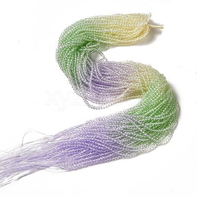 Transparent Gradient Color Glass Beads Strands GLAA-H021-01B-11-1