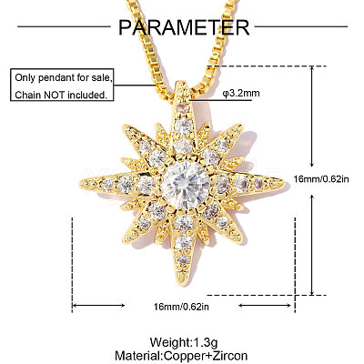 Brass Clear Cubic Zirconia Pendants KK-OY001-16G-1
