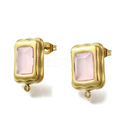 304 Stainless Steel Cubic Zirconia Stud Earring Findings STAS-B087-07C-G-1