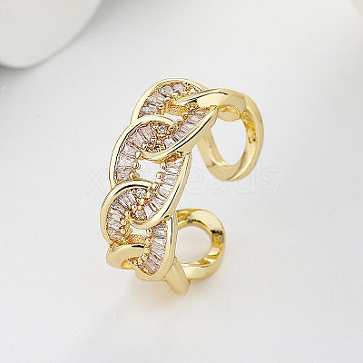 Brass Micro Pave Cubic Zirconia Adjustable Cuff Rings FS-WG8FE28-02-1