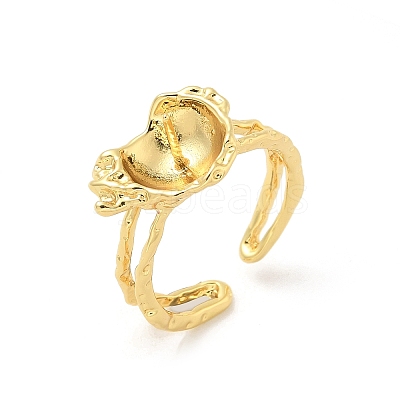 Brass Cup Peg Open Cuff Ring Settings KK-G518-10G-03-1