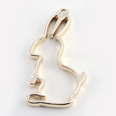 Rack Plating Alloy Bunny Open Back Bezel Pendants X-PALLOY-S047-41E-FF-1