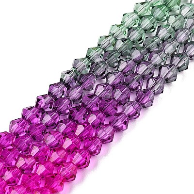 Gradient Color Baking Paint Glass Bead Strands DGLA-A039-T4mm-A09-1
