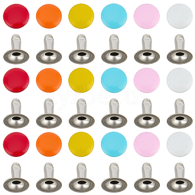 180Pcs Flat Round Baking Paint  Zinc Alloy Snap Rivet Butt Screw FIND-GF0009-30A-1