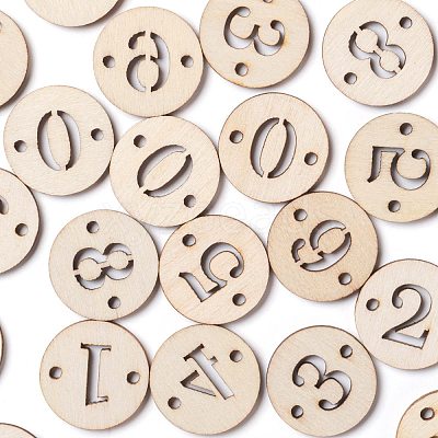 100pcs 10 Styles Unfinished Natural Poplar Wood Links Connectors WOOD-LS0001-04-1