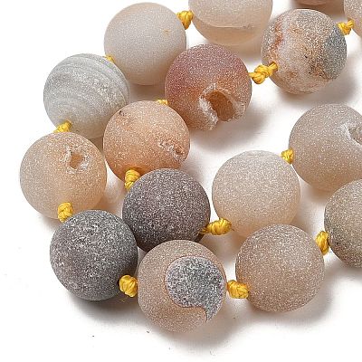 Natural Geode/Druzy Agate Beads Strands G-A248-A05-01-1