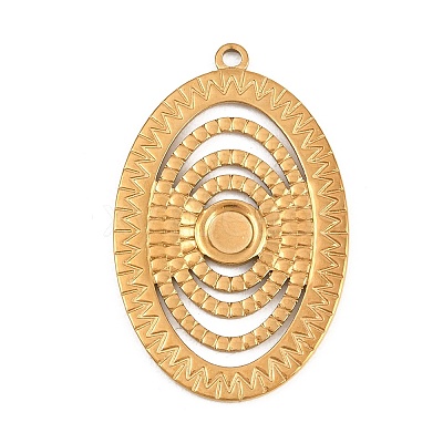 304 Stainless Steel Pendant Cabochon Settings STAS-L313-07G-1