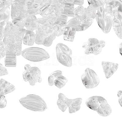 64Pcs Gradient Color Transparent Glass Beads GLAA-TA0003-48A-1